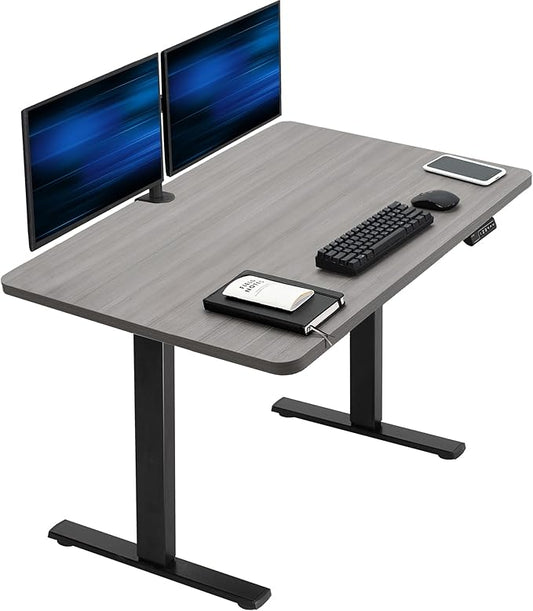 VIVO Electric 48 x 30 in Standing Desk, Memory Height Adjustment, 1B Series, Holds 220 lbs, One-Piece Dark Gray Top, Black Frame, DESK-KIT-1B5G