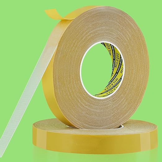 MILEQEE 2Pack Double Sided Tape Heavy Duty, 1in x 164FT (328FT Total), Extra Large Universal High Tack Mounting Tape, Strong Wall Adhesive Strips Fiberglass Mesh, Sticky Clear Tape, Poster Decor
