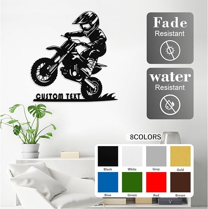 Custom Motorcycle Metal Signs Personalized Dirt Biker Name Sign Custom Garage Decor Motorbikes Wall Art Decor Motorcycle Sign Men Room D ecorate Gifts for Men Husband Rider