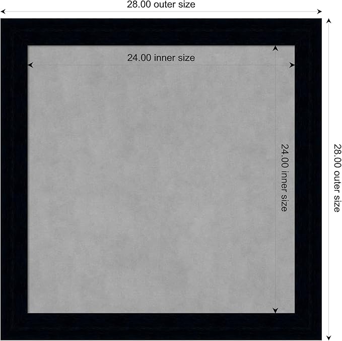 Amanti Art Black Framed Magnetic Board 28x28 Medium Vision Board for use with Magnets, 100% Metal Sheet to Display Items as Office Decor or for Home Organization in mudroom, Kitchen or Kids Room