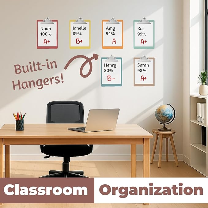 Plastic Clipboards with Butterfly Clip (Set of 6) 12.5 x 9 Inch Plastic Clip Boards Bulk - Clipboards Bulk Classroom Holds 100 Sheets, Acrylic Clipboard - 6 Pack, Boho Colors