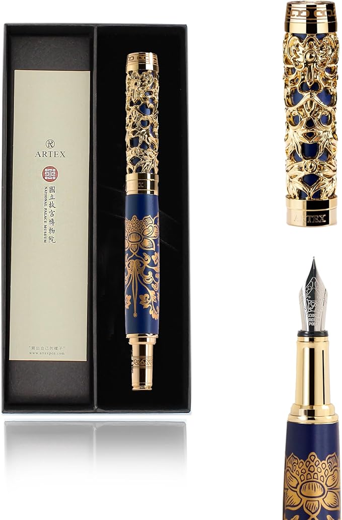 ARTEX Luxury Fountain Pen - Museum Art Collections - Crafting Timeless Beauty - the Best Gift & Office Desk Decor, German SCHMIDT Fine Nib, Solid Metal