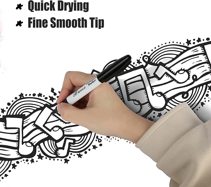 Buecs Permanent Markers, 128 Count Black Permanent Markers, Fine Point, Waterproof & Smear Proof Markers, Quick Drying, Office Supplies for School, Office, Home