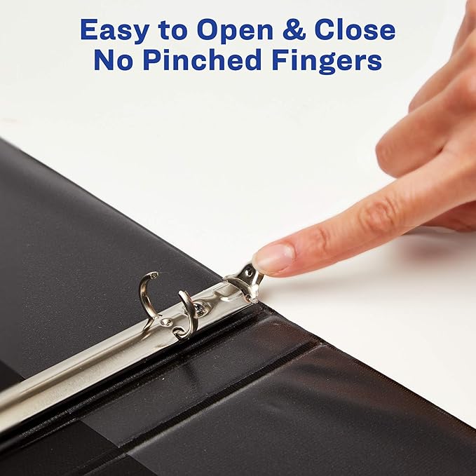 Avery Standard View 3 Ring Binder, 0.5" Round Rings, 100-Sheet Capacity, 0.7 Inch Wide Spine, 1 Black Binder, Ideal for Lightweight Organization and Occasional Referencing (17701)