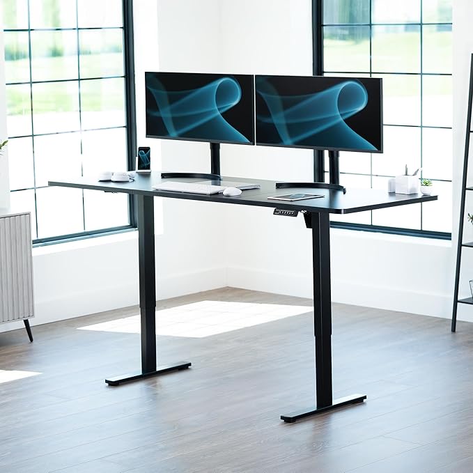 VIVO Large Electric 83 x 30 in Standing Desk, Memory Height Adjustment, 1B Series, Holds 220 lbs, Black Top Black Frame, DESK-KIT-1B8B
