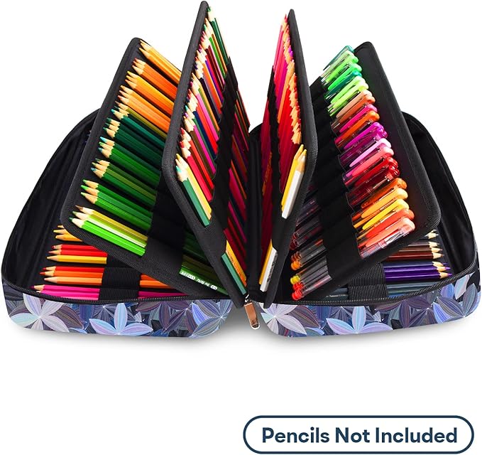 YOUSHAERS 300 Slots Pencil Case - Color Pencil Case Organizer Pen Case with Multilayer Holder for Prismacolor Colored Pencils & Gel Pen (Leaves)