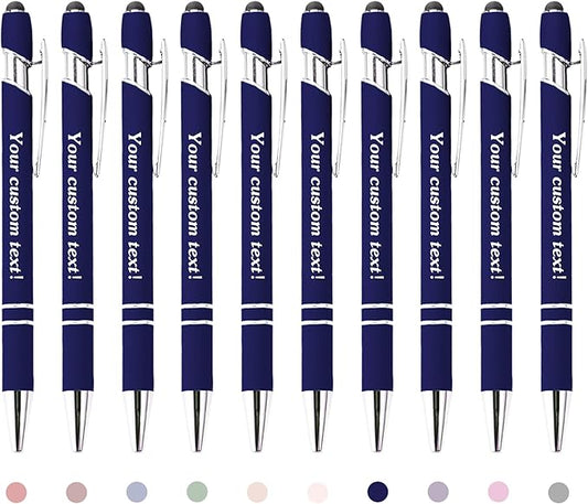 CRME Ballpoint Pen 2-in-1 Stylus Bulk Custom Pens Personalized Engraved Metal Pens with Name Text Logo for Business Writing Marketing Customizable Pen Engraving Pen Gift Coworkers Office Supplies