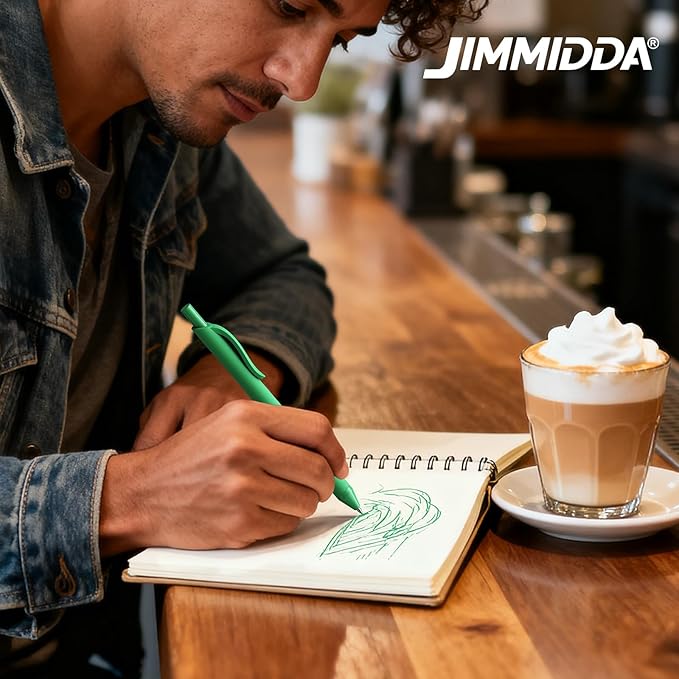 JIMMIDDA 52 Pcs Pens Bulk - 1.0MM Ballpoint Pens Green Ink | Medium Point Smooth Writing, No Bleed Retractable Ball Point Pen for Office School (Dark Green - 52Pcs)