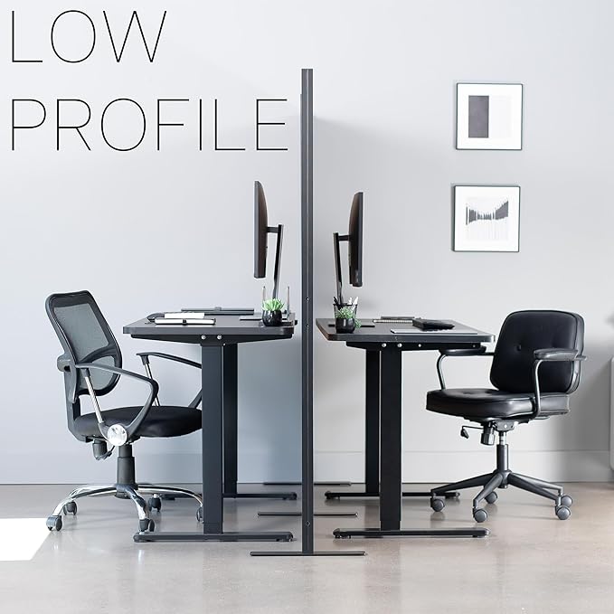 VIVO Modular Wall System, 2 PET Panels, Modern Professional Office Cubicle Dividers, Freestanding Privacy-Screen, 66 inches High, Wood Slat, Black Frame, PP-MWS63BWD
