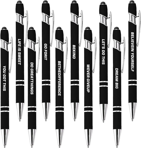 CRME 10pcs Funny Inspirational Pens Set Stylus Pens Design Smooth Writing Lightweight and Portable Fashion Gift Pen Suitable for Giving to Friends,Family,or Girls Motivational Gifts