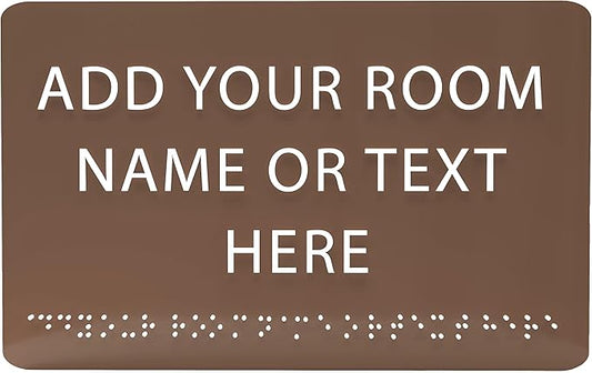 ADA CENTRAL SIGNS - 9" X6" Personalized Custom Sign - ADA Compliant Tactile Graphics Grade 2 Braille Text Acrylic Wall Signs - Add Your Room Name Text Sign for Home School Office Business Workplace