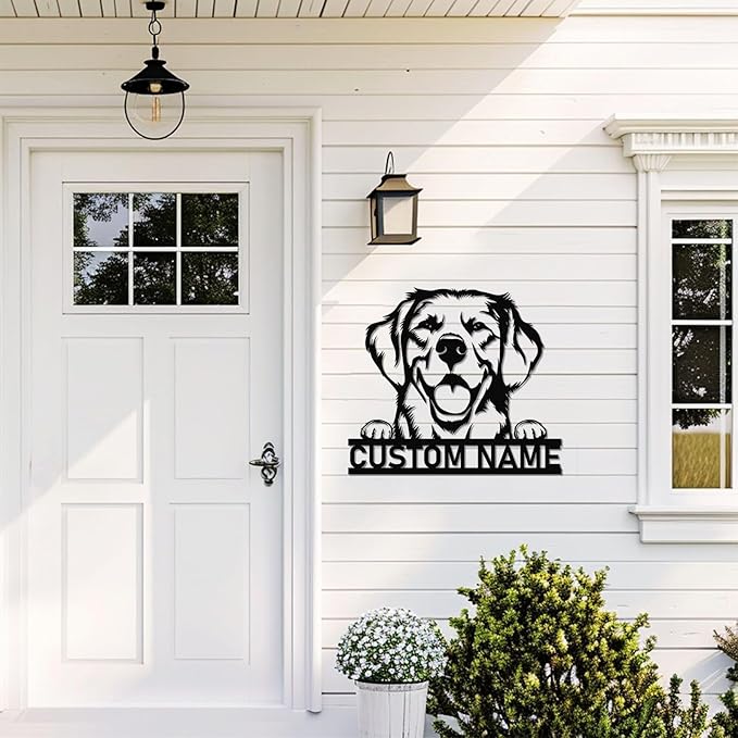 Dyoart Custom Dog Metal Signs - Personalized Metal Dog Decor, Rustic Farmhouse Dog Signs for Home Decor, Dog Metal Wall Art, Family Name Sign, Gifts for Mom Dad Dog Lovers, Dog Room Decor