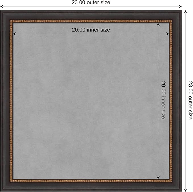 Amanti Art Black Framed Magnetic Board 23x23 Medium Vision Board for use with Magnets, 100% Metal Sheet to Display Items as Office Decor or for Home Organization in mudroom, Kitchen or Kids Room