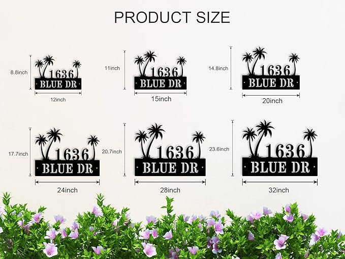 Personalized Palm Tree Address Sign, House Number Sign, Address Number for Houses, Metal Address Plaque Sign, Custom House Number Sign, Address Plaques for House Numbers