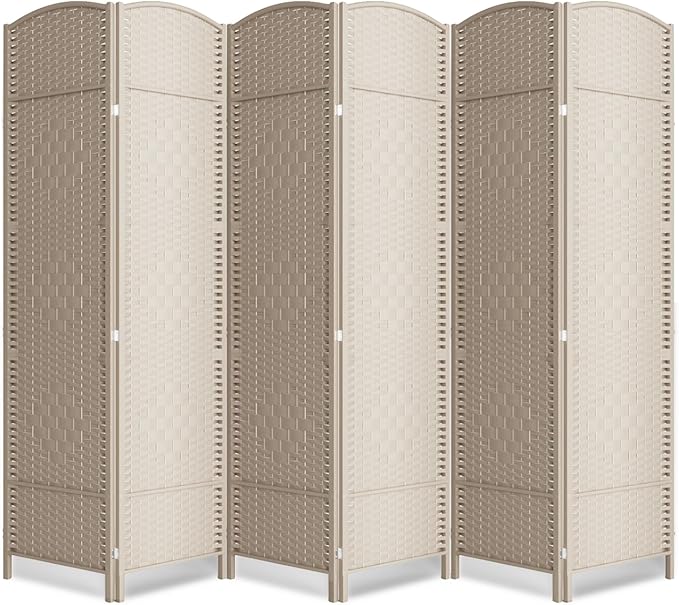 Cocosica 6 Panel Room Divider,6Ft Folding Privacy Screen,Tall - Extra Wide Foldable Panel Partition Wall Divider with Diamond Double-Weaved Hand-Woven Design Room Screen Divider