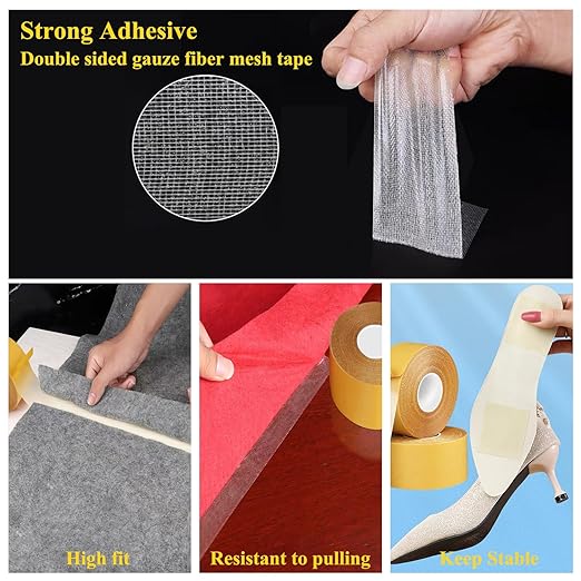KAIYUER 3Pack Double Sided Rug Tape Heavy Duty,2" x 66FT,Carpet Tape for Rug Fixed,Wall,mats and Woodworker, Super Sticky Cloth Tape,Residue Free