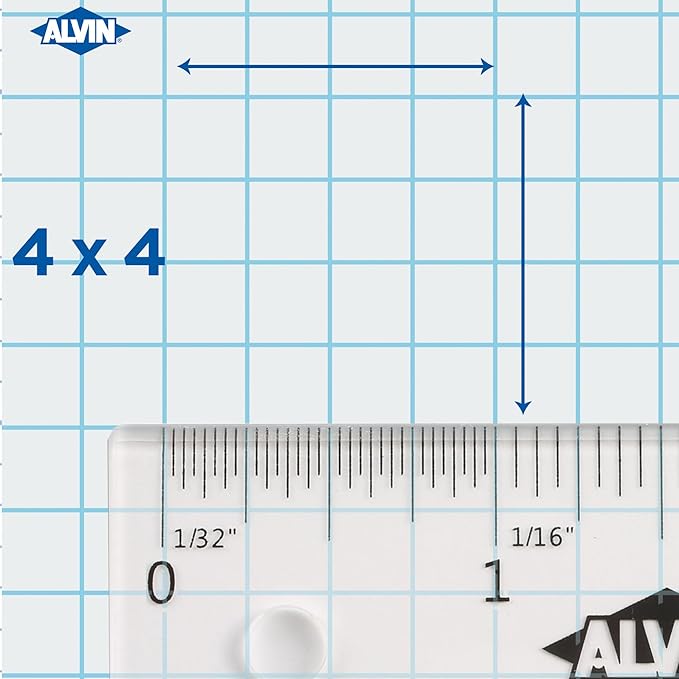ALVIN Cross Section Graph Paper Pad 50 Sheets 17" x 22" Model 1422-12 Acid-Free blue grid paper for drafting 4 x 4 Inches Grid - 50 Sheet 17 x 22 Inches