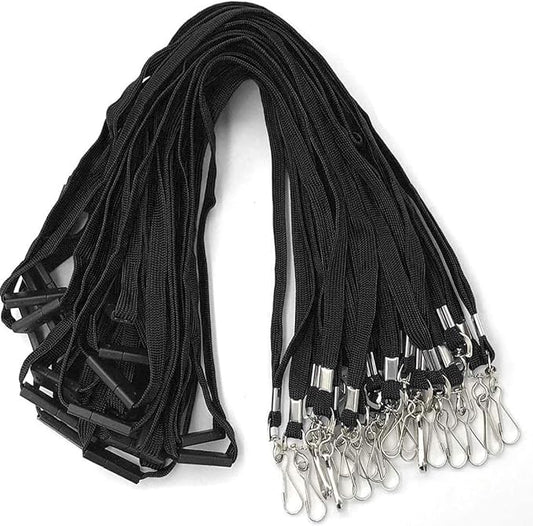 Bird Fiy Lanyards Safety Black Lanyards Neck Flat Premium Breakaway Badge Lanyard with J-Hook for ID Nametag Badge Holder (Black, 25 PCS)