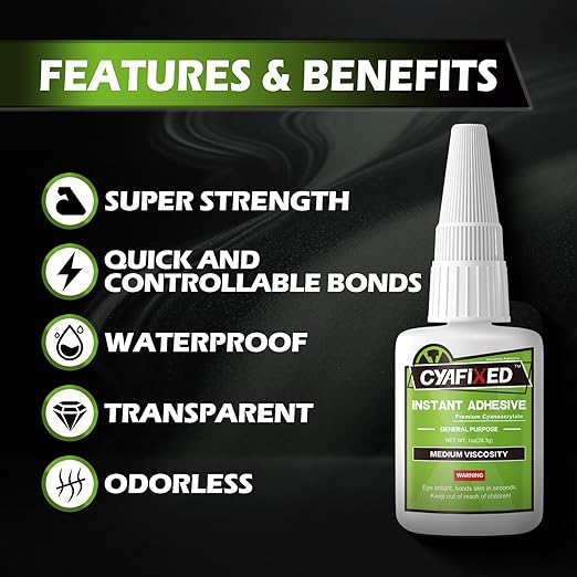 Medium Super Glue Liquid, All Purpose CA Glue with Anti-Clog Cap & Microtips for Woodworking, 3D Printing, Aquarium, Crafts, Plastic – Instant Cyanoacrylate Adhesive Repair Shoe, Ceramic, Glass