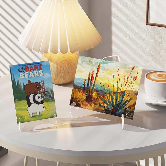 Dooiclear 5 Pack Acrylic Display Stand, Plate Stand for Display, Clear Easel Stand, Display Holder for Card, Frame, Picture, Magazine, Book, CD, Phone (Small/ 3 Inch)