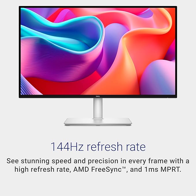 Dell 27 Plus QHD USB-C Monitor - S2725DC - 27-inch QHD (2560x1440) 144Hz 1ms Display, 2 x 3W Speakers, USB-C/HDMI/DisplayPort 1.4 Connectivity, Height/Tilt/Pivot/Swivel, AMD FreeSync - Ash White