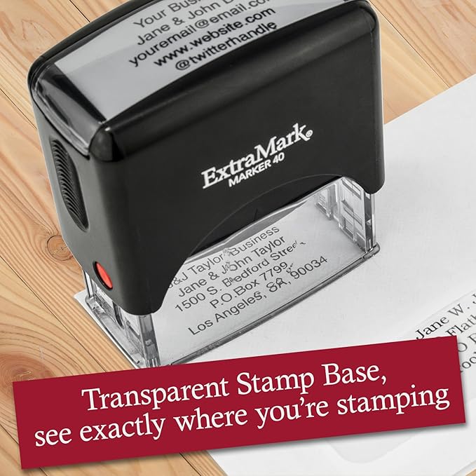ExtraMark Return Address Stamp - 5 Lines Personalized Stamp - Customizable Text Stamp – Self Inking Design - Exclusive Features - Multiple Ink Color Options and Fonts