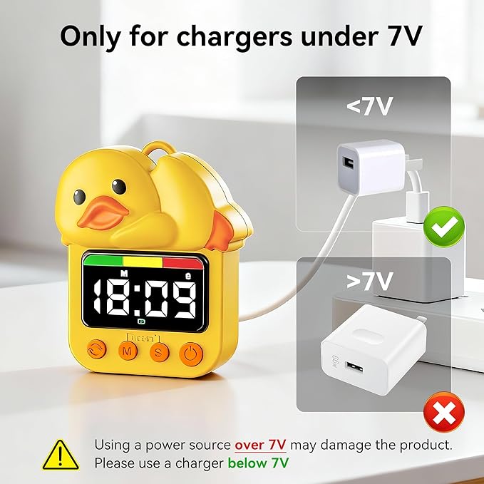 Doli Yearning Duck Shower Timer for Kids Waterproof Quacking Shower Clock Bathroom Magnetic Charging