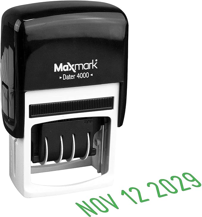 MaxMark Dater 4000 Self Inking Date Stamp - Green