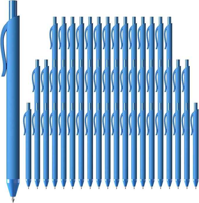JIMMIDDA 52 Pcs Pens Bulk - 1.0MM Ballpoint Pens Blue Ink | Medium Point Smooth Writing, No Bleed Retractable Ball Point Pen for Office School (Blue - 52Pcs)