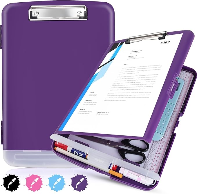 Purple Clipboard with Storage,TFDLCG zm Clip Boards with Storage Compartments,8.5 x 11 High Capacity Folio Nursing Clipboard Case,A4 Letter Size for Office,School Home Work