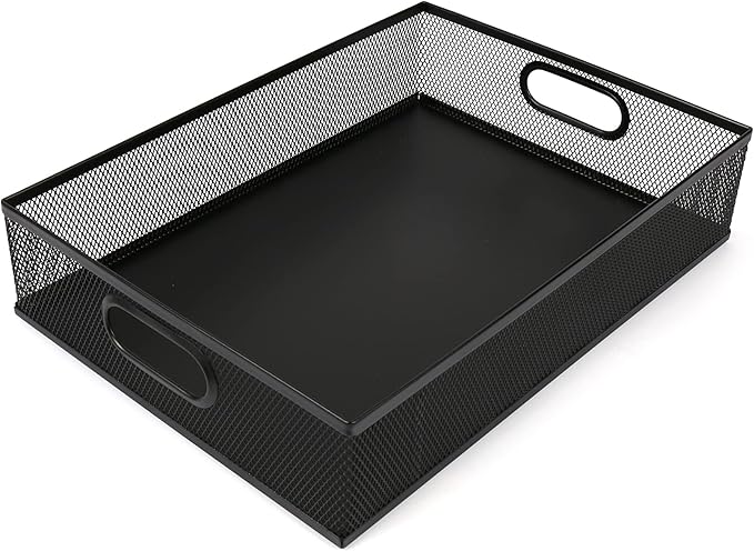 EsOfficce Desk Drawer Organizer, A4 Large Metal Mesh Desk Rrganizer Tray, Versatile Storage Box Set for Office Home Supplies,13 x 9 inches