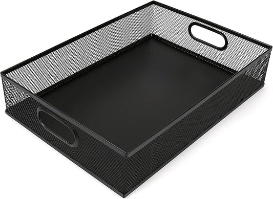 EsOfficce Desk Drawer Organizer, A4 Large Metal Mesh Desk Rrganizer Tray, Versatile Storage Box Set for Office Home Supplies,13 x 9 inches