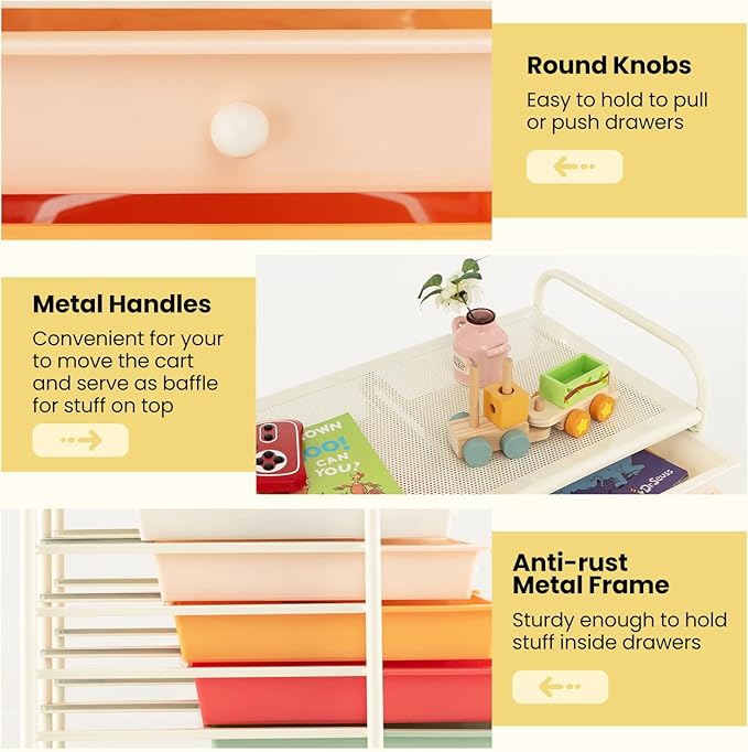 Giantex 12 Drawer Rolling Storage Cart Tools Scrapbook Paper Office School Organizer (Macaron)