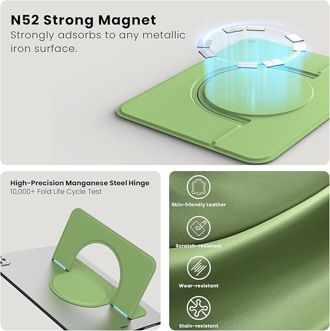 Nillkin Adhesive Tablet Stand, 0.14 inch Invisible Slim iPad Holder, Stepless Adjustable Stand, Built-in Back Magnets, Compatible with Tablets Up to 10.4-13.2 inch, Green