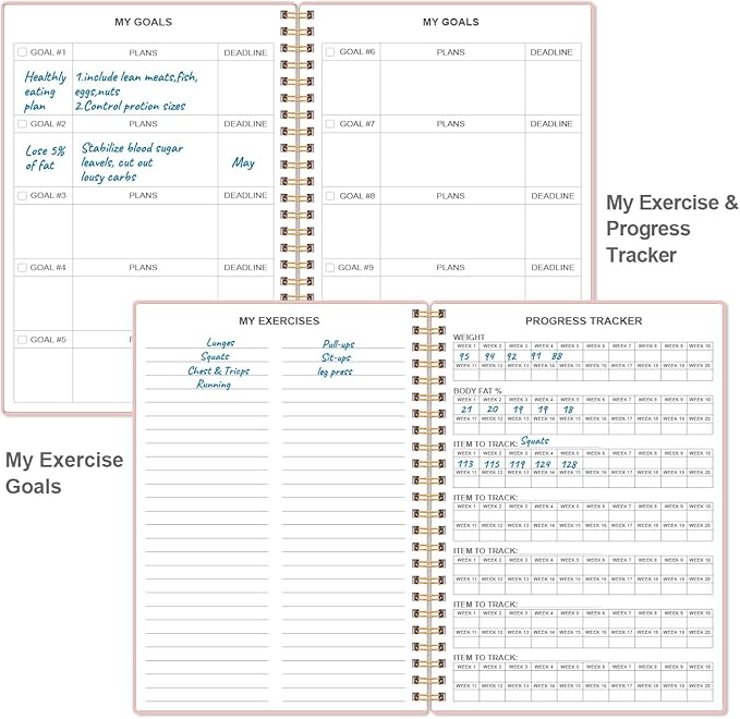 Fitness Journal for Women & Men,A5 Workout Journal/Planner Daily Exercise Log Book to Weight Loss, Gym, Muscle Gain, Bodybuilding Progress, 5.8"x8.3", Pink