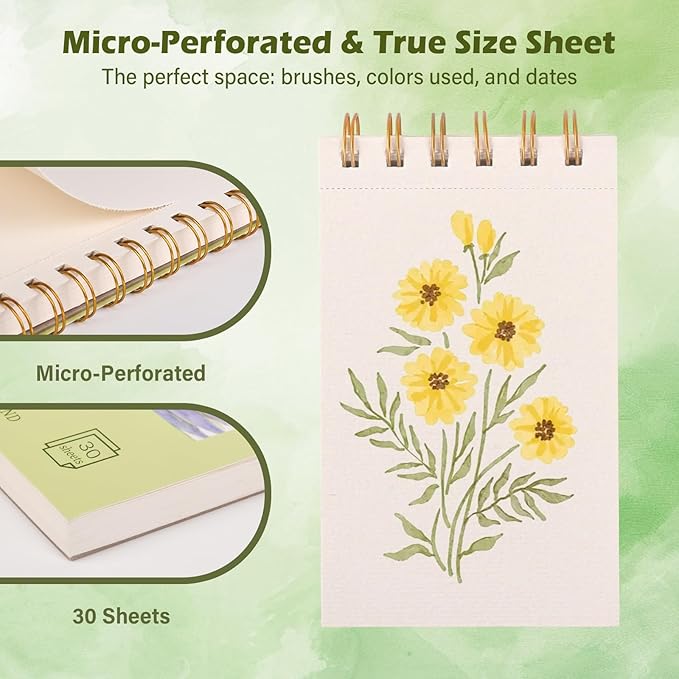 3-Packs Watercolor Paper Pad 3.5x5.5 Inch | 30 Sheets 140lb/300g,Spiral-Bound, Tear-Resistant & No-Bleed | Artist-Grade for Water Color Paper/Ink | Compact Travel Sketchbook (Adults,Beginners)
