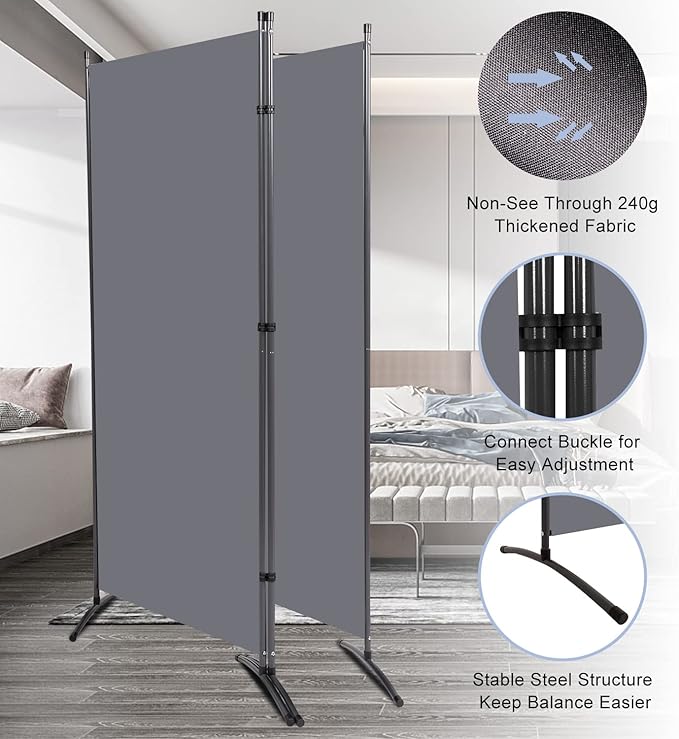 Room Divider 6FT Folding Privacy Screens, 3 Panel Partition Room Dividers w/Freestanding Design, Portable Wall Divider for Room Separtation, Fabric Screen Panel for Home Office Bedroom Dorm
