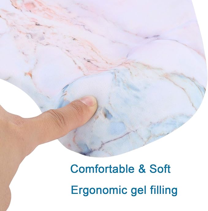 xinidc Ergonomic Computer Mouse Pad with Wrist Rest Support, Pain Relief Mouse Pad with Non-Slip PU Base for Home Office Working Studying (Colorful Marble)