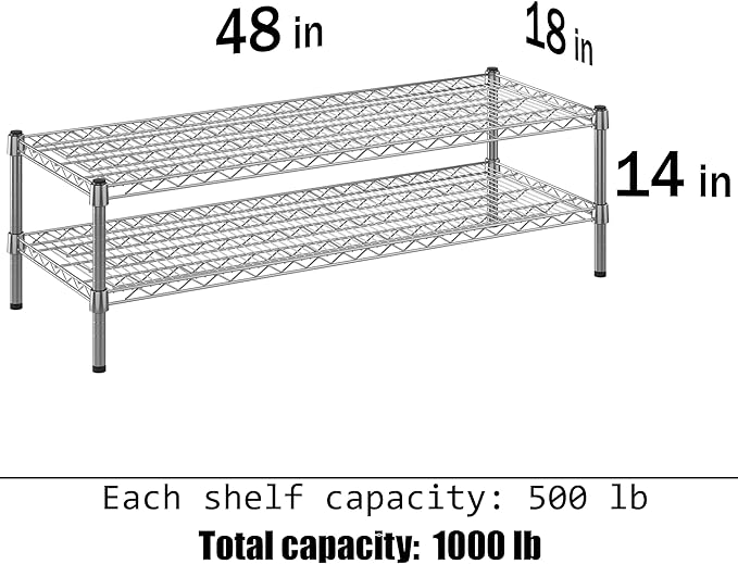 Regal Altair 18" Deep x 48" Wide x 14" Height Wire Shelving Kit | 2-Tier | NSF Commercial Storage Rack Unit