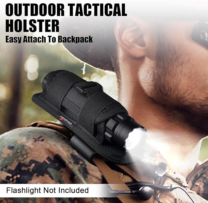ULTRAFIRE Tactical Flashlight Holster Pouch,360 Degree Adjustable Police Duty Belt Flashlight Pouch,Suitable Law Enforcement Patrol and Military Safety Tactical Gear