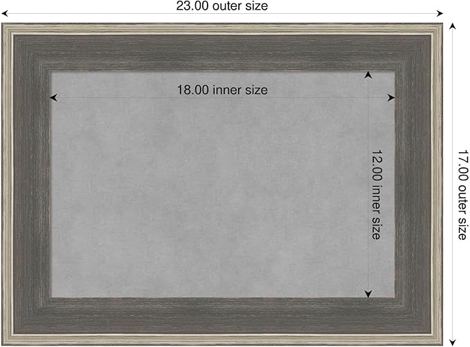 Amanti Art Grey Framed Magnetic Board 17x23 Small Vision Board for use with Magnets, 100% Metal Sheet to Display Items as Office Decor or for Home Organization in mudroom, Kitchen or Kids Room