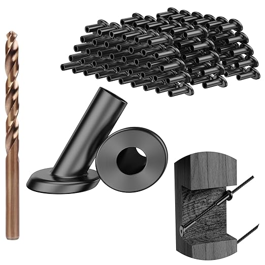 BLIKA 40 Pack 25 30 35 Degree 1/8" Black Cable Railing Angle Beveled Protector Sleeves, T316 Stainless Steel, Angle Protector Sleeves Deck Stair Cable Railing Hardware Kit for Wood Posts