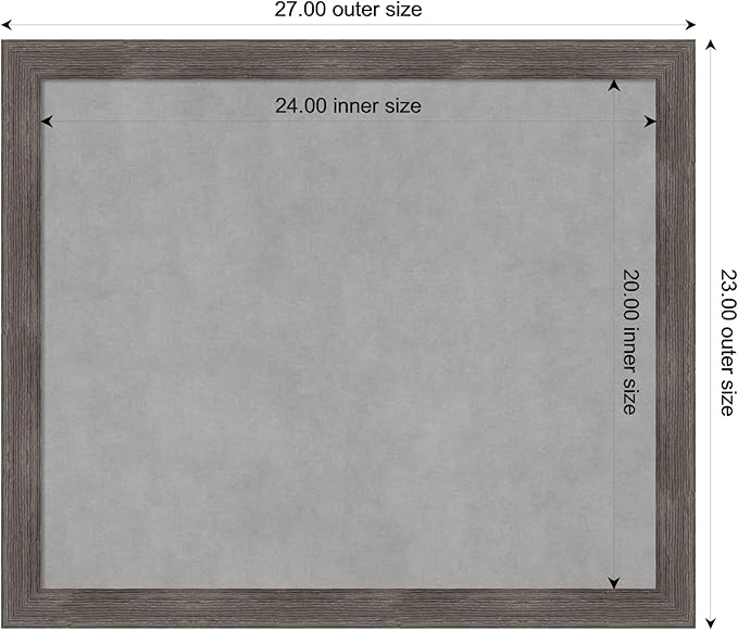 Amanti Art Grey Framed Magnetic Board 23x27 Medium Vision Board for use with Magnets, 100% Metal Sheet to Display Items as Office Decor or for Home Organization in mudroom, Kitchen or Kids Room