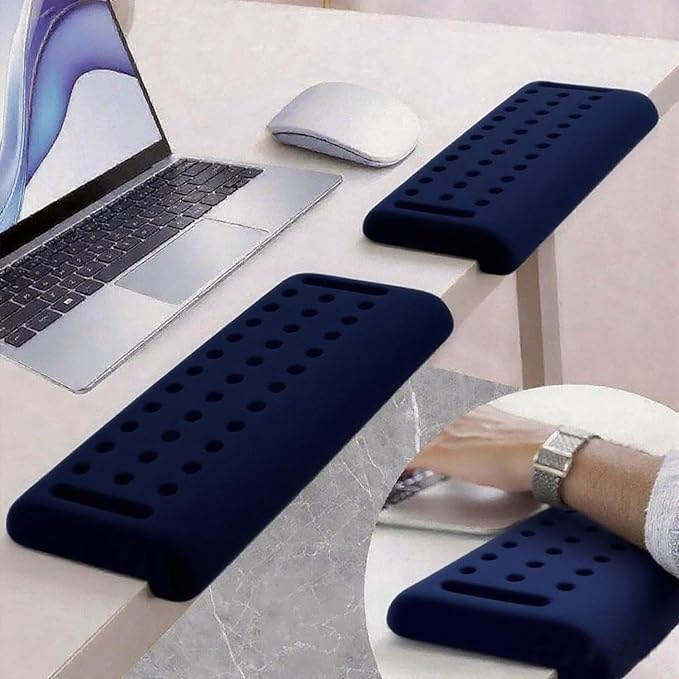Pack of 2 L-Shaped Wrist Rest Keyboard, Memory Foam Arm Rest Desk, Ergonomic Wrist Rest for Palm, Wrist & Forearm, Office & Home(Darkblue)