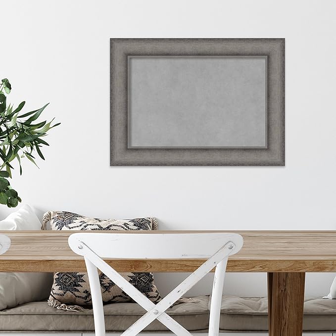 Amanti Art Grey Framed Magnetic Board 16x22 Small Vision Board for use with Magnets, 100% Metal Sheet to Display Items as Office Decor or for Home Organization in mudroom, Kitchen or Kids Room