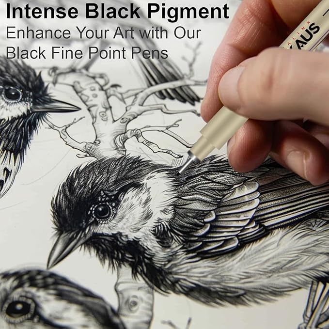 Micro Fineliner Drawing Art Pens, 12 Assorted Sizes, Waterproof Archival Ink, Art Supplies for Adults Sketching, Calligraphy, Technical Illustrators.