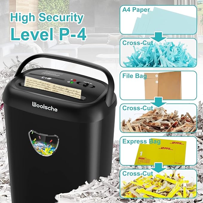Home Office Paper Shredder,14-Sheet Cross Cut with 6.6-Gallon Basket, High Security Level P-4,3-Mode Design Shred Card/CD/Paper