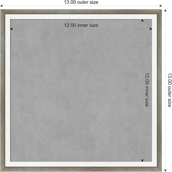 Amanti Art Silver Framed Magnetic Board 13x13 X-Small Vision Board for use with Magnets, 100% Metal Sheet to Display Items as Office Decor or for Home Organization in mudroom, Kitchen or Kids Room