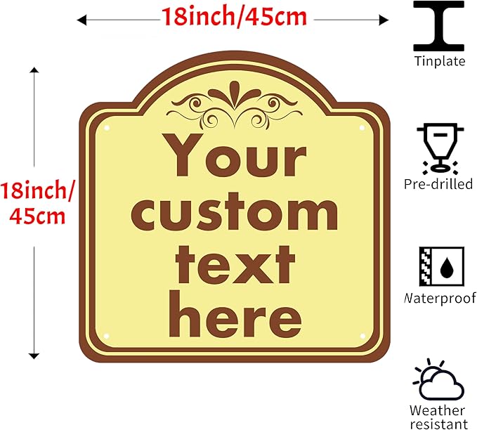 Custom Sign, Custom Indoor/Outdoor Decorative Sign，Aluminum Weatherproof Metal Sign Multiple Sizes, Customize for Office, Business, Workplace, office, Home, Delivery Signs