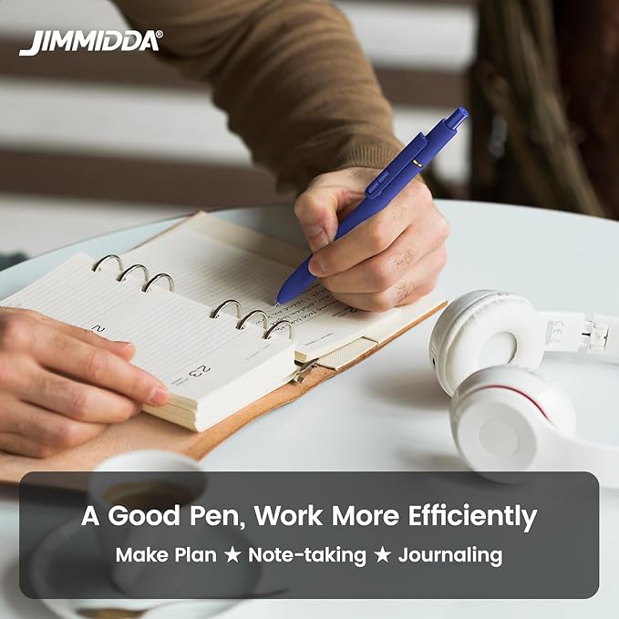 JIMMIDDA 16Pcs Black Gel Pens - 0.7mm Medium Point Black Ink Pens | Smooth Writing - Quick Drying Retractable Pen for Men Women (Vintage - 16Pcs)